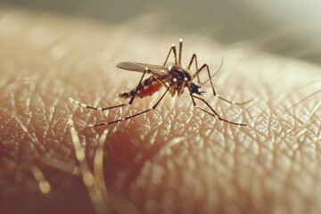 Zica virus aedes aegypti mosquito on human skin - Dengue, Chikungunya, Mayaro, Yellow fever