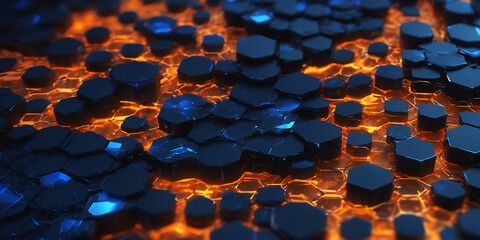 Aufkleber - Tech futuristic hexagons abstract background