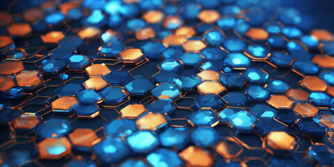 Aufkleber - Tech futuristic hexagons abstract background