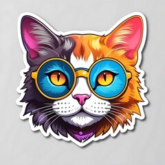 Canvas Print - a colorfull cat face illustrations