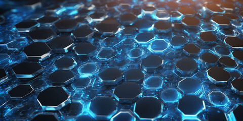 Aufkleber - Tech futuristic hexagons abstract background