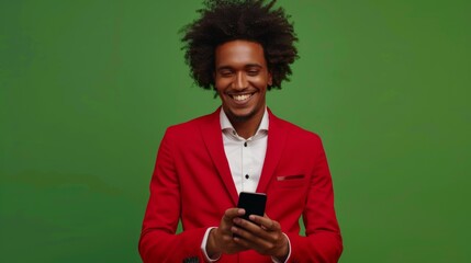 Poster - Man in Red Suit with Smartphone