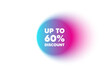 © blankstock - Color neon gradient circle banner. Up to 60 percent discount. Sale offer price sign. Special offer symbol. Save 60 percentages. Discount tag blur message. Grain noise texture color gradation. Vector