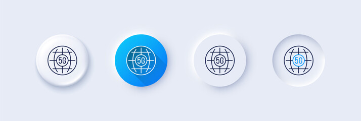 Poster - 5g internet line icon. neumorphic, blue gradient, 3d pin buttons. wifi wireless network sign. mobile