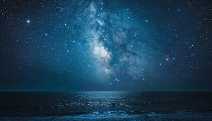 Wall Mural - Amazing starry sky over sea at night