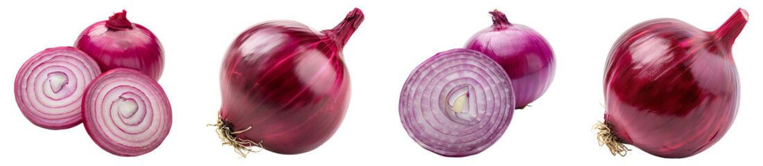 Canvas Print - Red onion, isolated, PNG set, collection