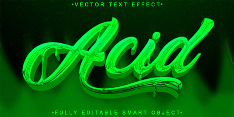 Poster - Green Fluid Acid Vector Fully Editable Smart Object Text Effect