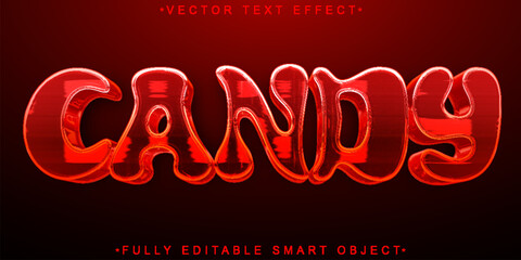 Poster - Cartoon Shiny Red Candy Vector Fully Editable Smart Object Text Effect