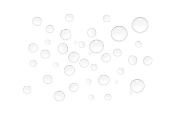 transparent clean water droplets isolated on transparent background. realistic water drop on white p