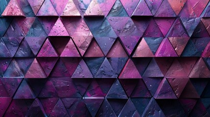 Wall Mural - Abstract background created by purple triangles lined up to form a beautiful pattern.