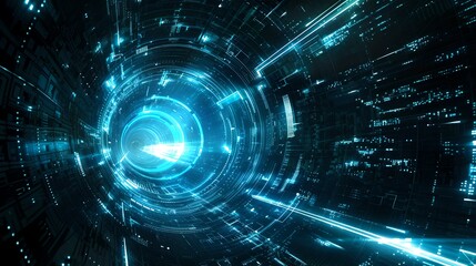 Aufkleber - Futuristic light tunnel with glowing lines. Abstract sci-fi background. Perfect for tech and digital themes. AI