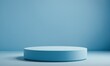 © Dmitriy - A single, circular, light blue podium on a light blue background