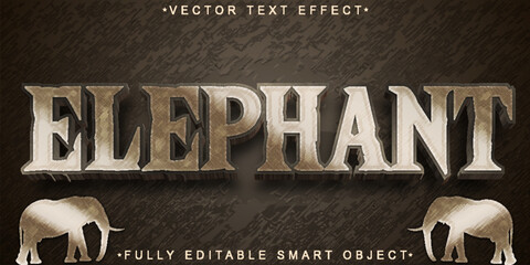 Poster - Brown Worn Elephant Vector Fully Editable Smart Object Text Effect