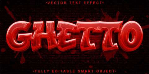 Poster - Shiny Graffiti Red Ghetto Vector Fully Editable Smart Object Text Effect