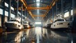 © Saranpong - Sleek, automated shipyard with hightech robotics, emphasizing a calm, quiet atmosphere in a spacious industrial setting