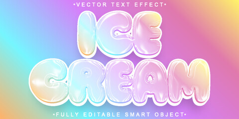 Poster - Cartoon Soft Colorful Ice Cream Vector Fully Editable Smart Object Text Effect