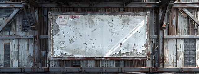 Wall Mural - Empty Billboard Frame in Renovated Warehouse Loft A NeoFuturistic Narrative