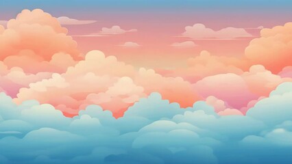 Wall Mural - A colorful sky with clouds and a pink and blue sunset. The sky is filled with clouds of different sizes and colors, creating a sense of depth and movement. The sunset adds a warm