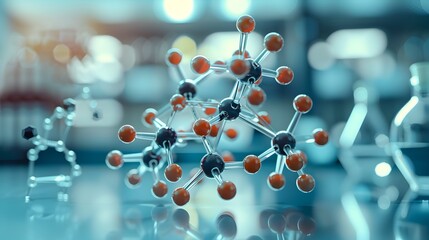 Poster - Intricate Molecular Model of a Pharmaceutical Compound in a Hightech Research Facility