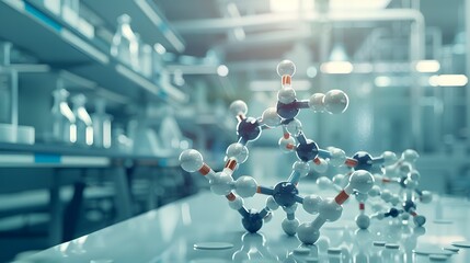 Poster - Intricate Molecular Model of a Pharmaceutical Compound in a HighTech Research Facility