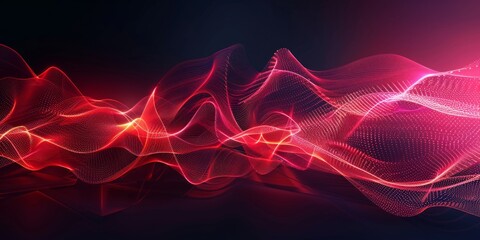 Wall Mural - Red and black abstract line modern tech futuristic glow banner illustration