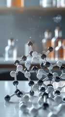 Poster - d of intricate molecular model of a medical drug modern laboratory discovery