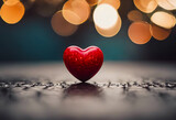 Fototapeta  - Close-up with a 3d red heart with bokeh background