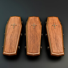 Wall Mural - coffin isolated on black background