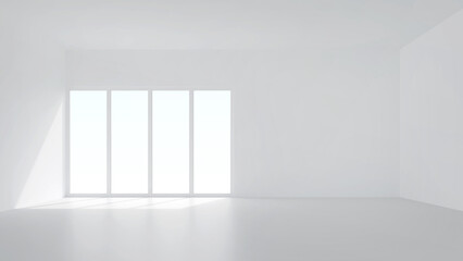 Poster - 3D room space background with soft shadow. Empty white room space for interior design and decoration. 3D render.