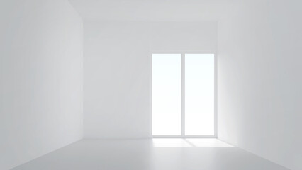 Poster - 3D room space background with soft shadow. Empty white room space for interior design and decoration. 3D render.