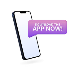 Poster - Download the app now banner icon. iPhone mockup. Flat style. Vector icon