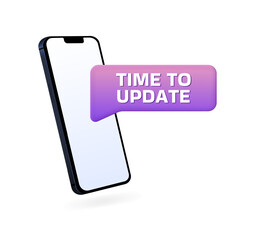 Poster - Time to update banner icon. iPhone screen mockup. Flat style. Vector icon