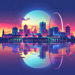 Wall Mural - Saint Louis vector city skyline illustration