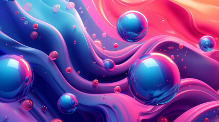 Colorful Abstract Background with Fluid Shapes and Floating Bubbles