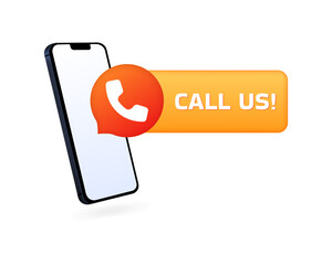 Poster - Call us banner icon. Flat style. Vector icon