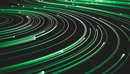 Poster - Abstract green digital technology background. Big data visualization. High speed Network connection structure. 3d render.