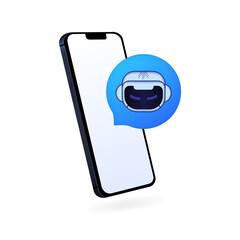 Poster - Robot icon. Speech bubble. iPhone screen mockup. Flat style. Vector icon