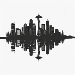 Wall Mural - Seattle city skyline vector illustration silhouette