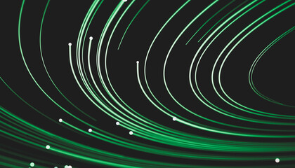 Poster - Abstract green digital technology background. Big data visualization. High speed Network connection structure. 3d render.