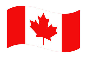 Wall Mural - wavy flag of canada, isolated on transparent background. vector illustration