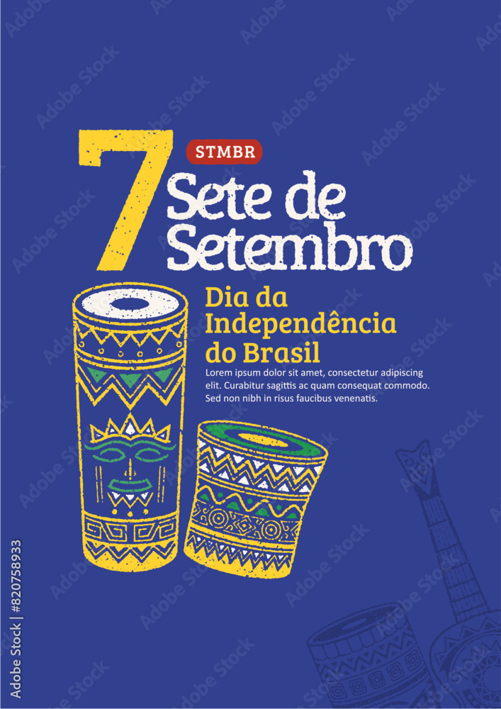 Brazil Independence Day 7 de setembro with illustrations of hand drawn ...
