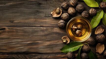 Wall Mural - mongongo nut essential oil. Selective focus