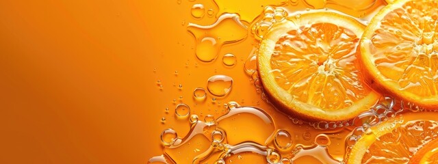 Wall Mural - orange essential oil top view. Selective focus