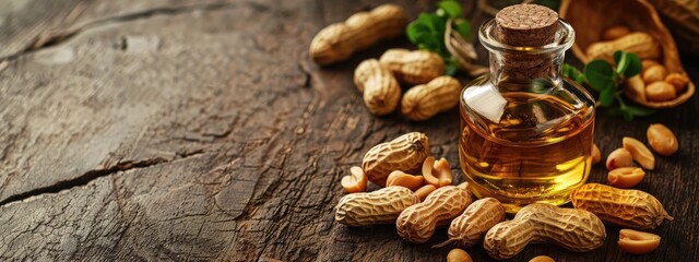 Wall Mural - peanut essential oil. Selective focus