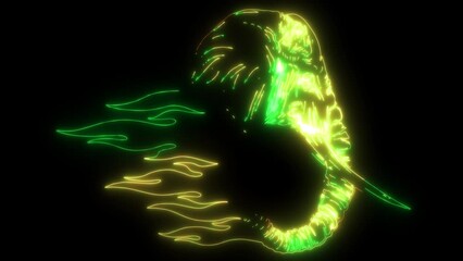 Poster - neon animation of Elephant head