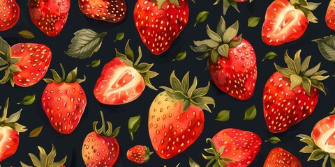 Cartoon summer fruit seamless strawberry pattern for wrapping paper and kids clothes print and fabrics illustration