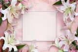 empty white paper with lilies flowers frame for text mockup display