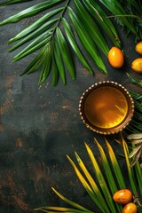 Wall Mural - palm oil top view. Selective focus