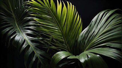 Closeup of Rich green tropical leaves.