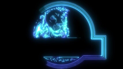 Wall Mural - neon animation of Lion head